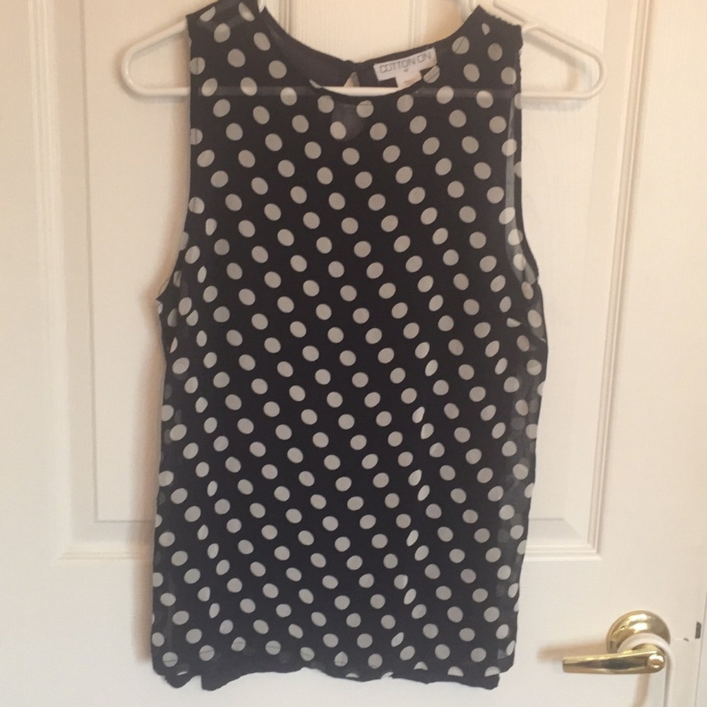 Cotton On Dark blue/white polka dot causal top